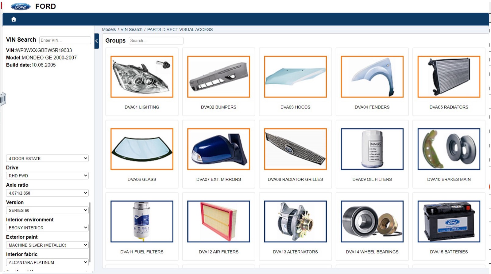 Ford Microcat interface — screenshot 3