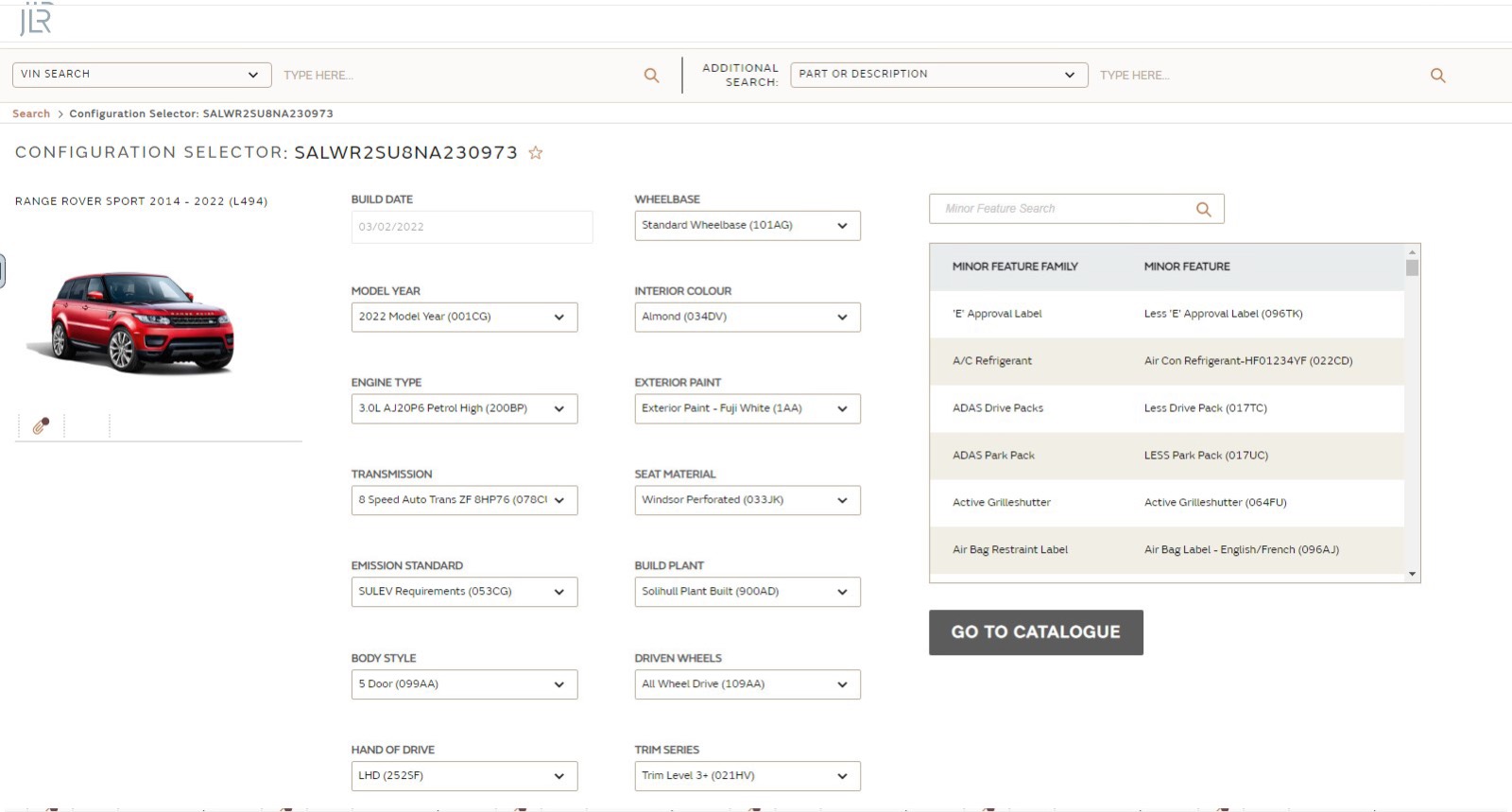 JLR TOPIx interface — screenshot 2