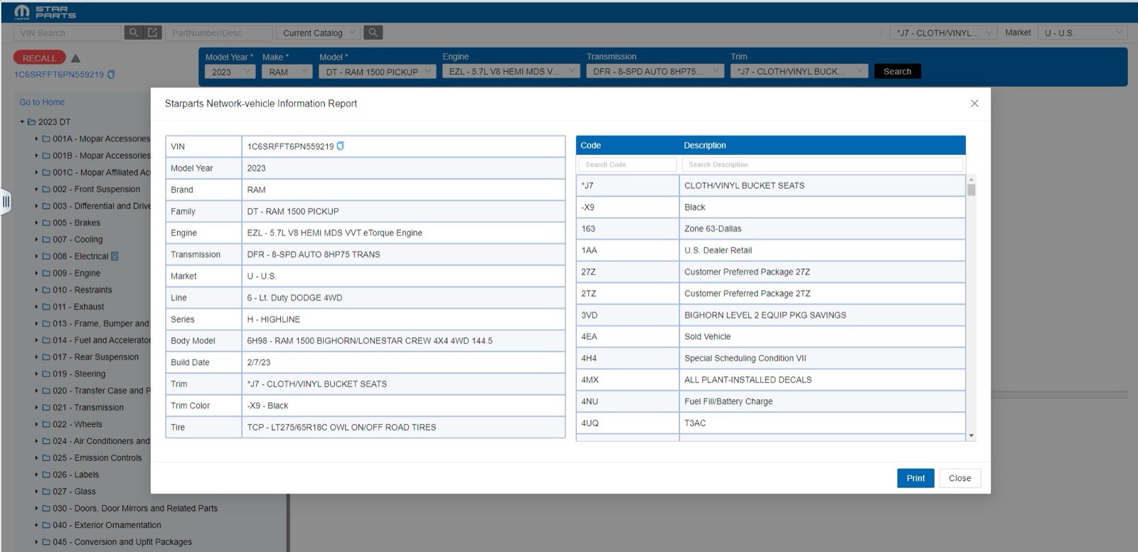 Mopar interface — screenshot 1