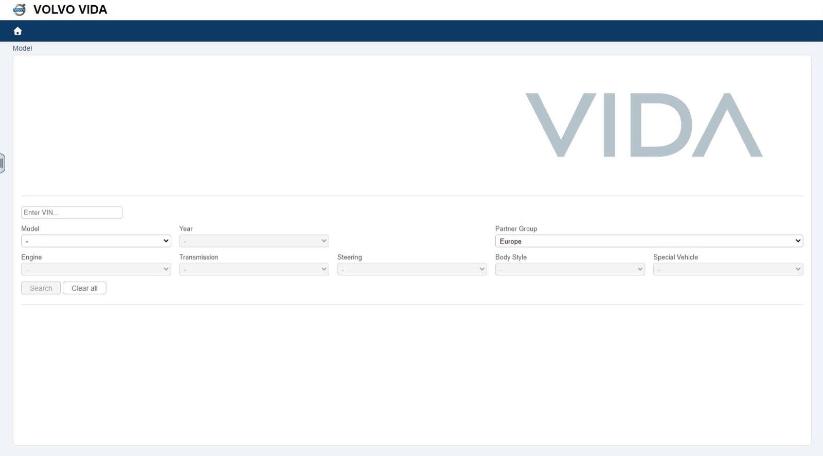 Volvo VIDA interface — screenshot 1