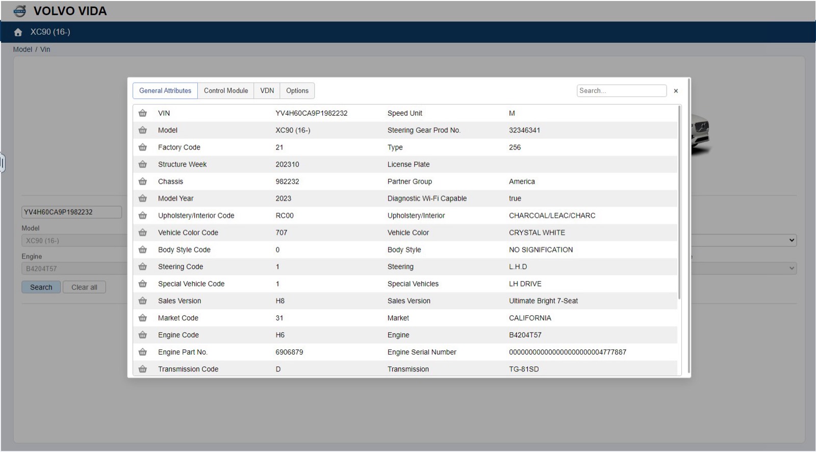 Volvo VIDA interface — screenshot 2